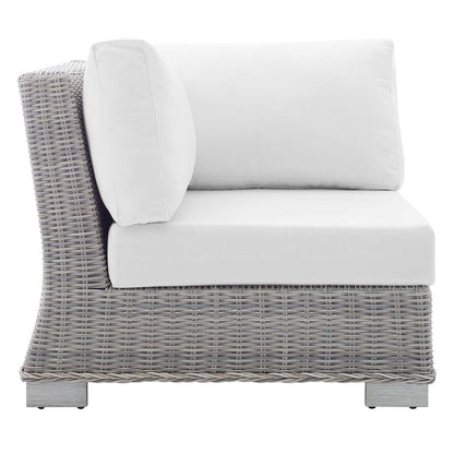 Conway Sunbrella® Outdoor Patio Wicker Rattan Corner Chair - Light Gray White