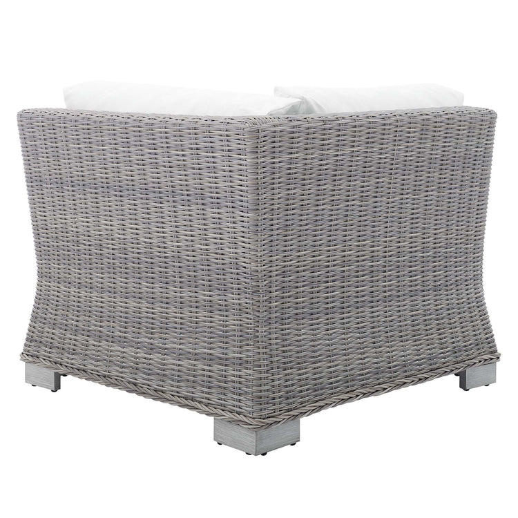 Conway Sunbrella® Outdoor Patio Wicker Rattan Corner Chair - Light Gray White