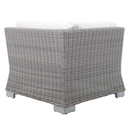 Conway Sunbrella® Outdoor Patio Wicker Rattan Corner Chair - Light Gray White