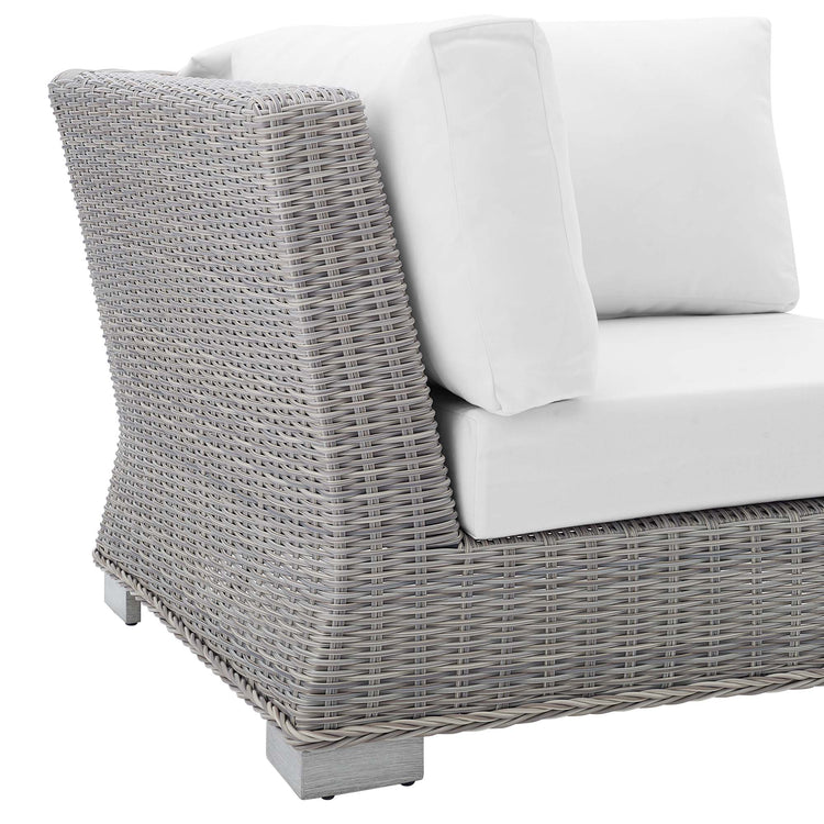 Conway Sunbrella® Outdoor Patio Wicker Rattan Corner Chair - Light Gray White