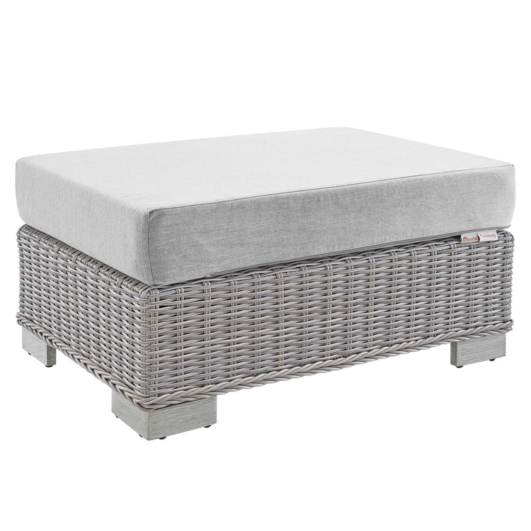 Conway Sunbrella® Outdoor Patio Wicker Rattan Ottoman - Light Gray Gray
