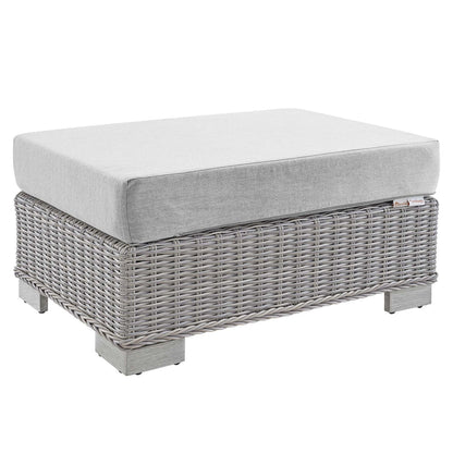 Conway Sunbrella® Outdoor Patio Wicker Rattan Ottoman - Light Gray Gray