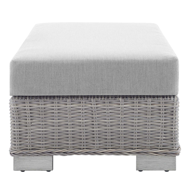Conway Sunbrella® Outdoor Patio Wicker Rattan Ottoman - Light Gray Gray