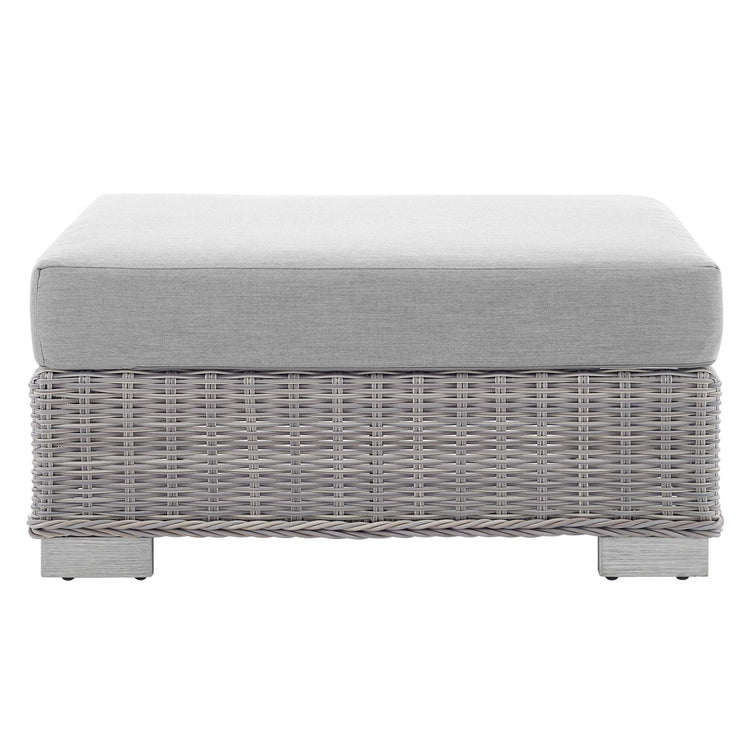 Conway Sunbrella® Outdoor Patio Wicker Rattan Ottoman - Light Gray Gray