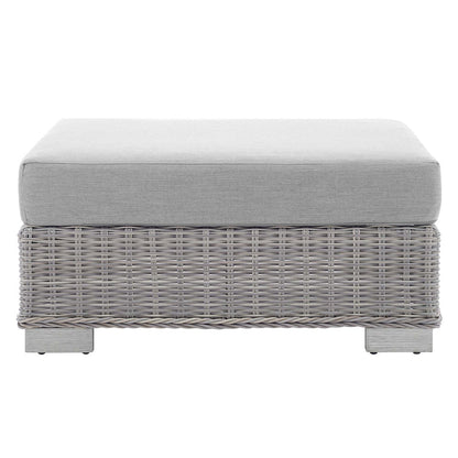 Conway Sunbrella® Outdoor Patio Wicker Rattan Ottoman - Light Gray Gray
