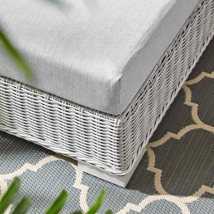 Conway Sunbrella® Outdoor Patio Wicker Rattan Ottoman - Light Gray Gray