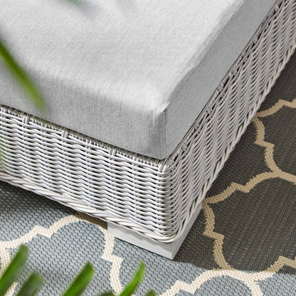 Conway Sunbrella® Outdoor Patio Wicker Rattan Ottoman - Light Gray Gray