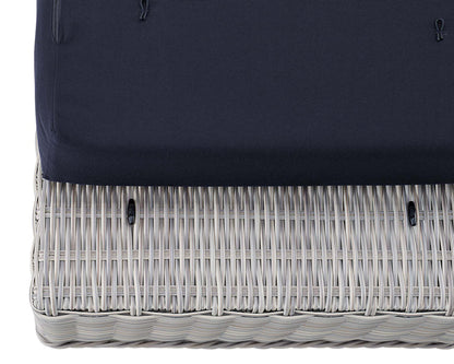 Conway Sunbrella® Outdoor Patio Wicker Rattan Ottoman - Light Gray Navy