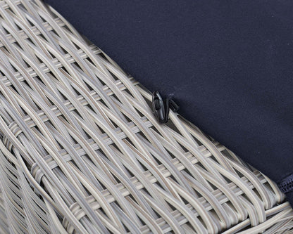 Conway Sunbrella® Outdoor Patio Wicker Rattan Ottoman - Light Gray Navy