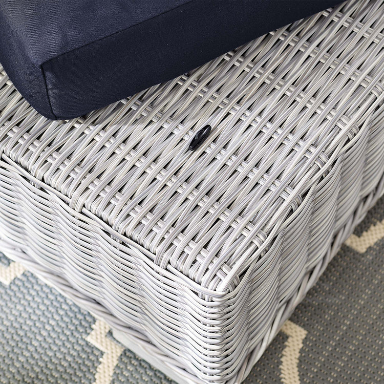 Conway Sunbrella® Outdoor Patio Wicker Rattan Ottoman - Light Gray Navy