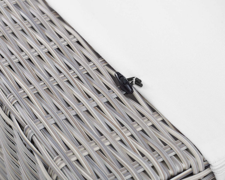 Conway Sunbrella® Outdoor Patio Wicker Rattan Ottoman - Light Gray White