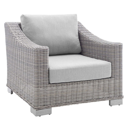 Conway Sunbrella® Outdoor Patio Wicker Rattan Armchair - Light Gray Gray