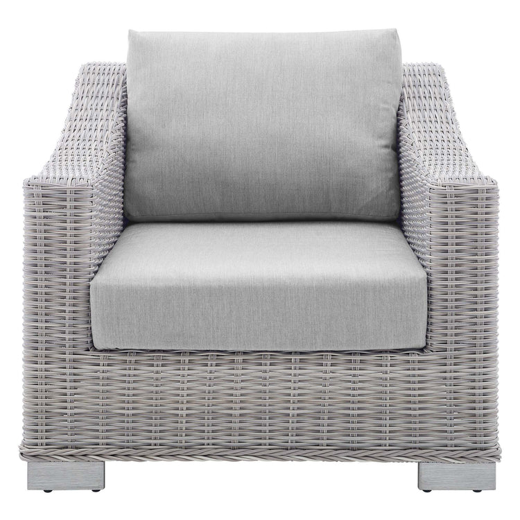 Conway Sunbrella® Outdoor Patio Wicker Rattan Armchair - Light Gray Gray