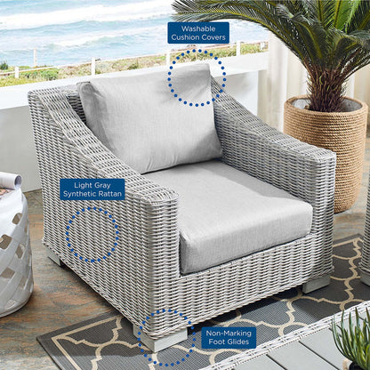 Conway Sunbrella® Outdoor Patio Wicker Rattan Armchair - Light Gray Gray