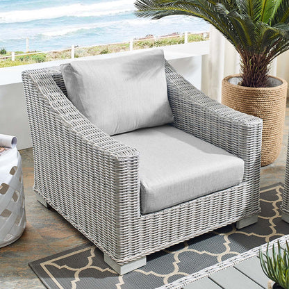 Conway Sunbrella® Outdoor Patio Wicker Rattan Armchair - Light Gray Gray