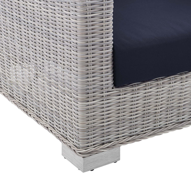 Conway Sunbrella® Outdoor Patio Wicker Rattan Armchair - Light Gray Navy
