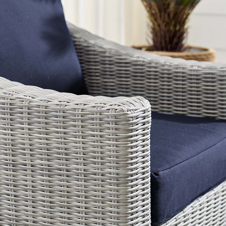 Conway Sunbrella® Outdoor Patio Wicker Rattan Armchair - Light Gray Navy