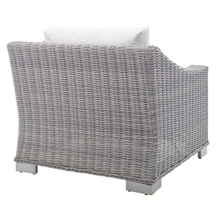 Conway Sunbrella® Outdoor Patio Wicker Rattan Armchair - Light Gray White