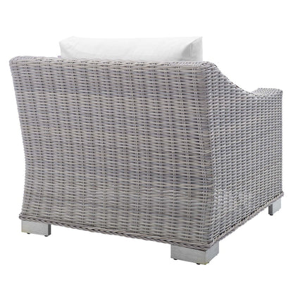 Conway Sunbrella® Outdoor Patio Wicker Rattan Armchair - Light Gray White