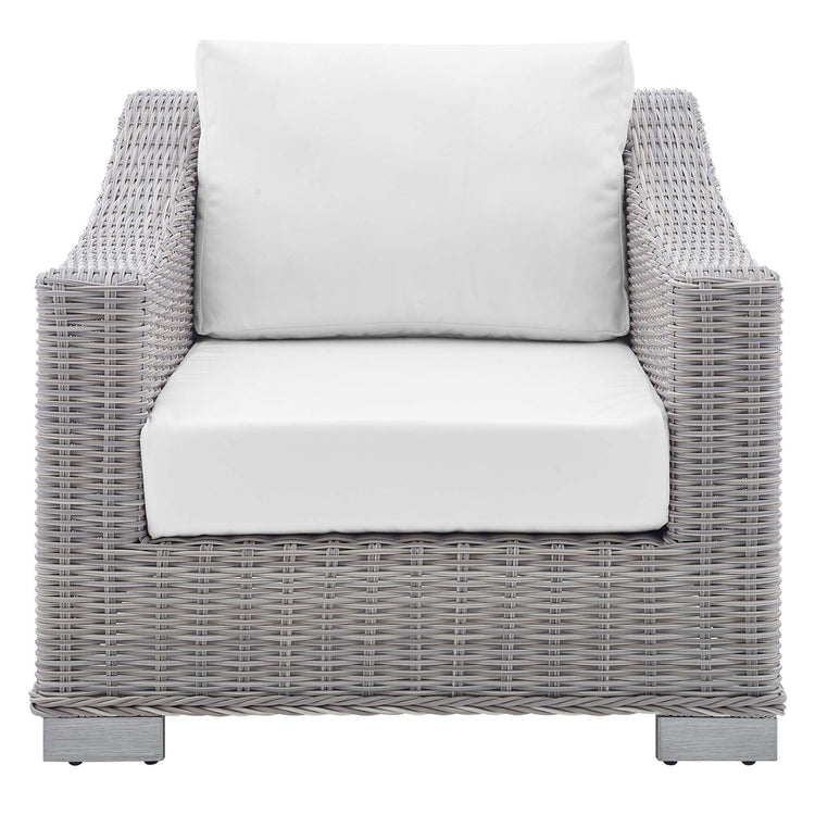 Conway Sunbrella® Outdoor Patio Wicker Rattan Armchair - Light Gray White