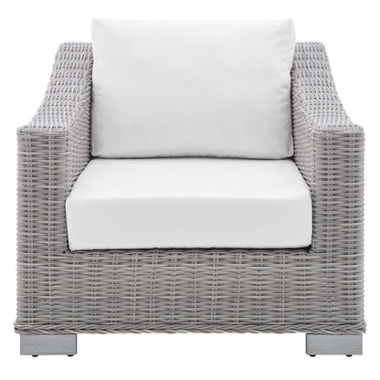 Conway Sunbrella® Outdoor Patio Wicker Rattan Armchair - Light Gray White