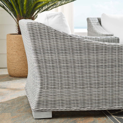 Conway Sunbrella® Outdoor Patio Wicker Rattan Armchair - Light Gray White