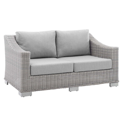 Conway Sunbrella® Outdoor Patio Wicker Rattan Loveseat - Light Gray Gray