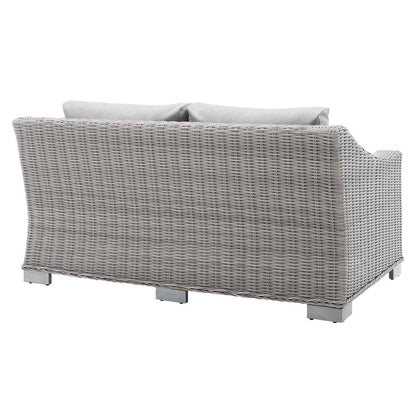 Conway Sunbrella® Outdoor Patio Wicker Rattan Loveseat - Light Gray Gray