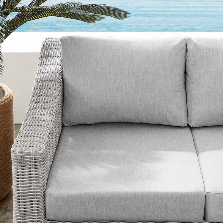 Conway Sunbrella® Outdoor Patio Wicker Rattan Loveseat - Light Gray Gray