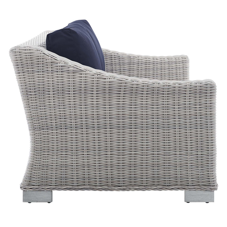 Conway Sunbrella® Outdoor Patio Wicker Rattan Loveseat - Light Gray Navy
