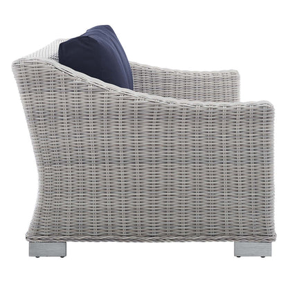 Conway Sunbrella® Outdoor Patio Wicker Rattan Loveseat - Light Gray Navy