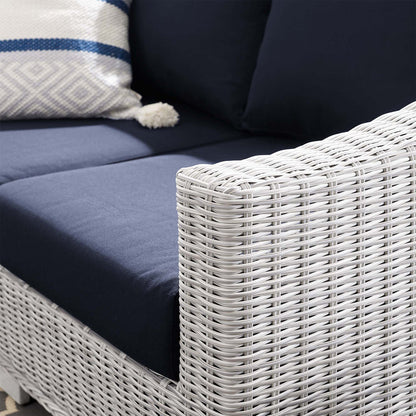 Conway Sunbrella® Outdoor Patio Wicker Rattan Loveseat - Light Gray Navy