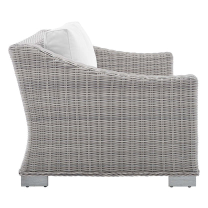 Conway Sunbrella® Outdoor Patio Wicker Rattan Loveseat - Light Gray White