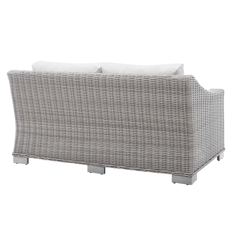Conway Sunbrella® Outdoor Patio Wicker Rattan Loveseat - Light Gray White