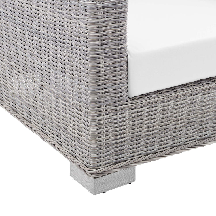 Conway Sunbrella® Outdoor Patio Wicker Rattan Loveseat - Light Gray White
