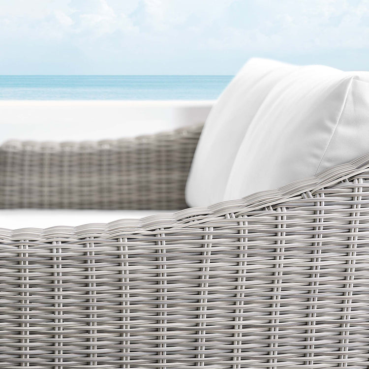 Conway Sunbrella® Outdoor Patio Wicker Rattan Loveseat - Light Gray White