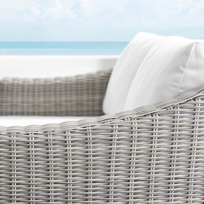 Conway Sunbrella® Outdoor Patio Wicker Rattan Loveseat - Light Gray White