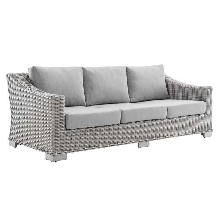 Conway Sunbrella® Outdoor Patio Wicker Rattan Sofa - Light Gray Gray