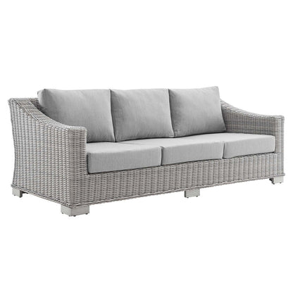 Conway Sunbrella® Outdoor Patio Wicker Rattan Sofa - Light Gray Gray