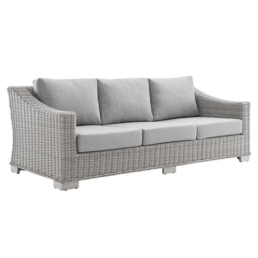Conway Sunbrella® Outdoor Patio Wicker Rattan Sofa - Light Gray Gray