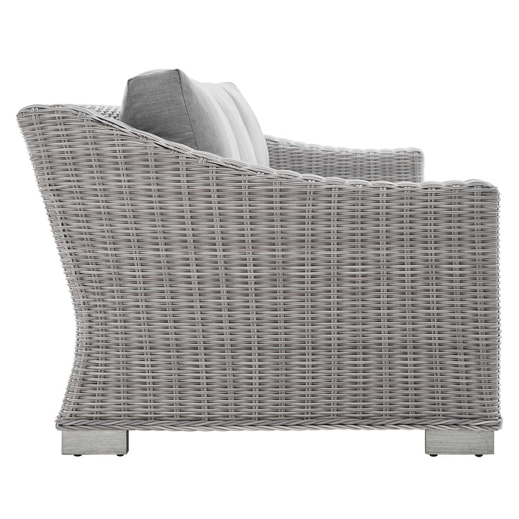 Conway Sunbrella® Outdoor Patio Wicker Rattan Sofa - Light Gray Gray