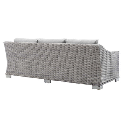 Conway Sunbrella® Outdoor Patio Wicker Rattan Sofa - Light Gray Gray