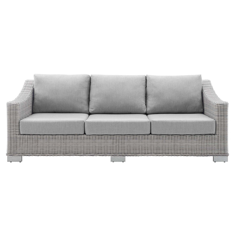 Conway Sunbrella® Outdoor Patio Wicker Rattan Sofa - Light Gray Gray