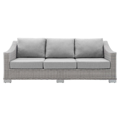 Conway Sunbrella® Outdoor Patio Wicker Rattan Sofa - Light Gray Gray