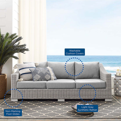 Conway Sunbrella® Outdoor Patio Wicker Rattan Sofa - Light Gray Gray