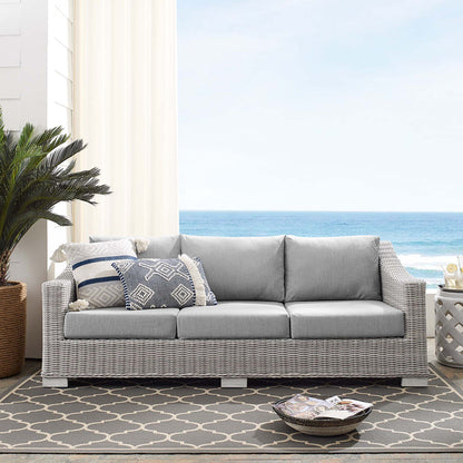Conway Sunbrella® Outdoor Patio Wicker Rattan Sofa - Light Gray Gray
