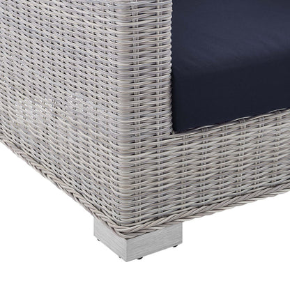 Conway Sunbrella® Outdoor Patio Wicker Rattan Sofa - Light Gray Navy