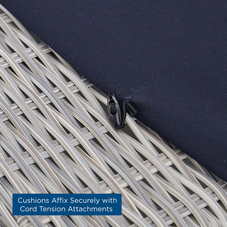 Conway Sunbrella® Outdoor Patio Wicker Rattan Sofa - Light Gray Navy