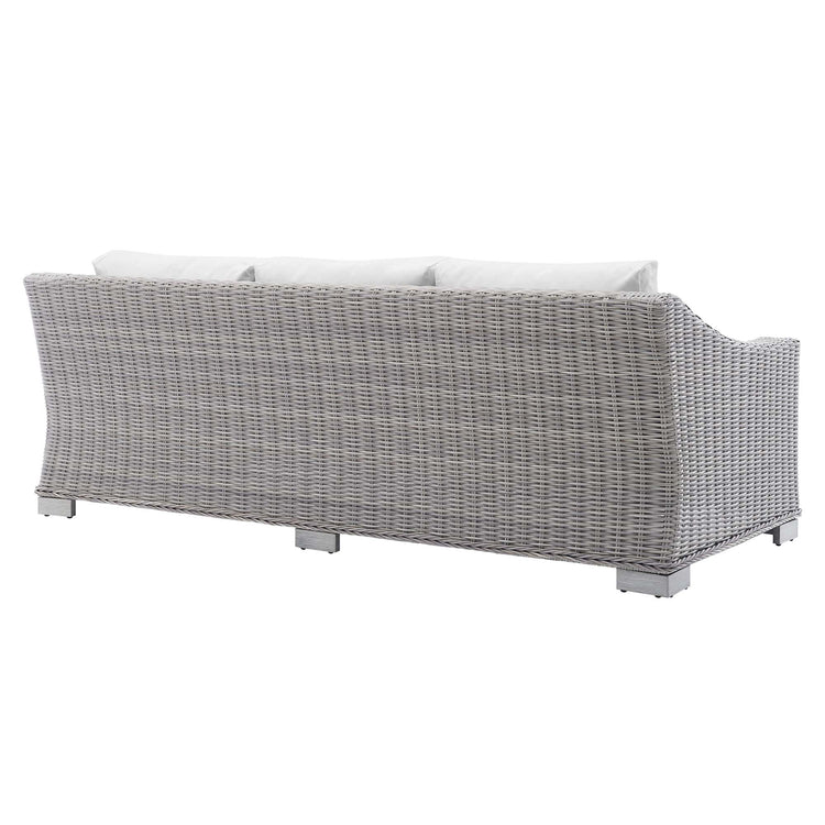 Conway Sunbrella® Outdoor Patio Wicker Rattan Sofa - Light Gray White