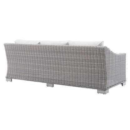Conway Sunbrella® Outdoor Patio Wicker Rattan Sofa - Light Gray White